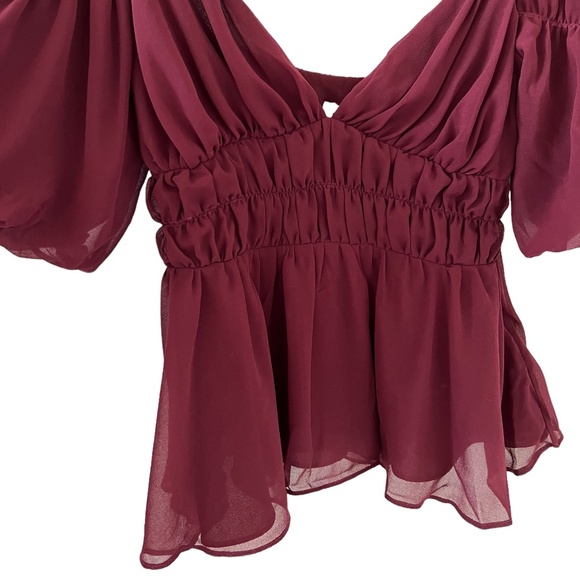 Fame and Partners NEW Smocked Peplum Blouse & Wide Leg Culotte Pants Size 2 - Picture 3 of 14